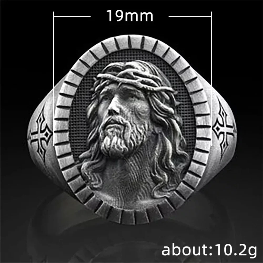 New Jesus Oval Men Women Anniversary Gift Jewelry Ring - Picture 3 of 4